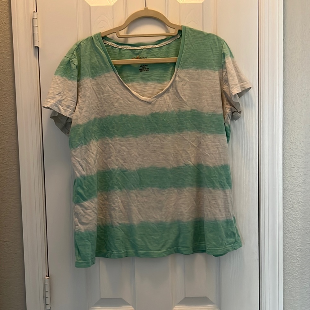 Sea Foam Green and White Stripe Shirt